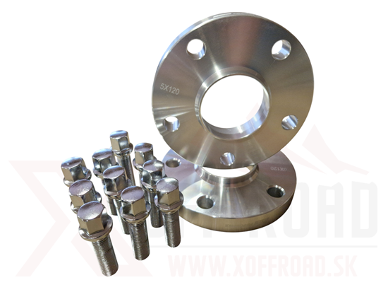 Obrázok Rozširovacie podložky SWS Performance 5×120, 65,1 mm, 20 mm – strieborné + skrutky